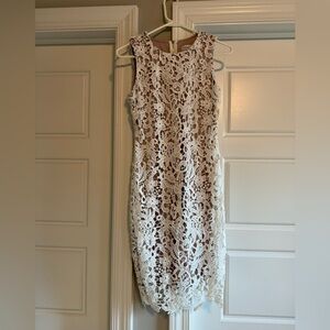 Two-Tone White Lace Calvin Klein Dress
